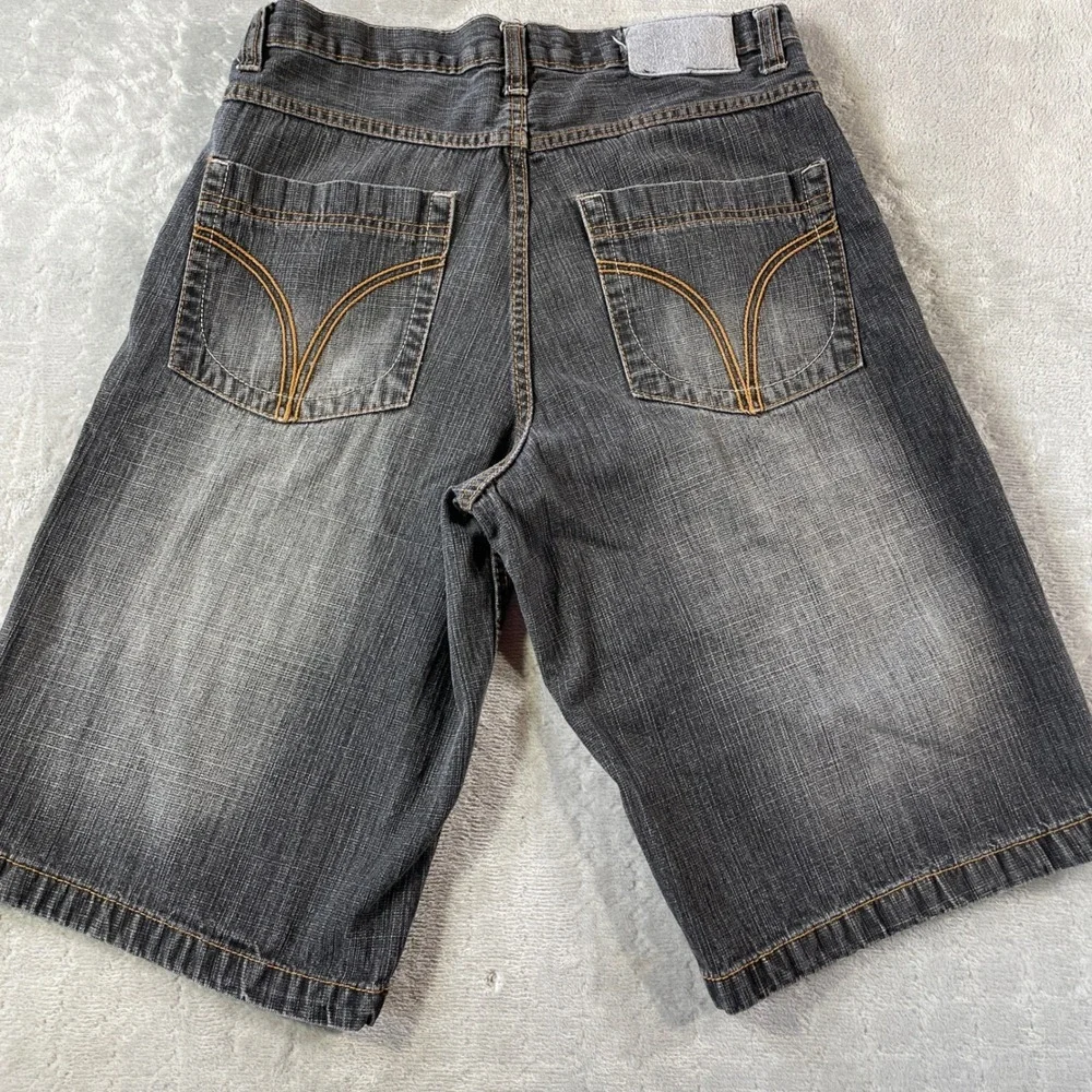 Vintage Stylo DNM Engineering Denim Shorts Mens 32 Black Gray Distressed 90s Y2K - Picture 7 of 7